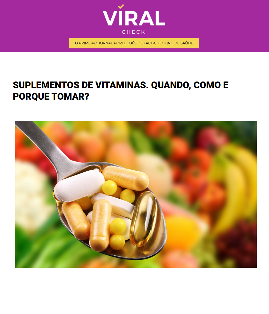 Suplementos de vitaminas. Quando, como e porque tomar? - Dra. Joana Menezes Nunes